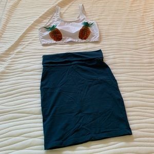 SALE Turquoise Jersey pencil skirt